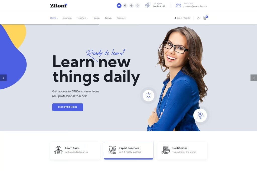 Zilom Online Education Learning WordPress Theme