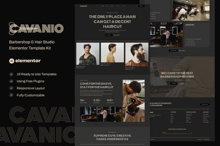 Cavanio Barbershop & Hair Studio Elementor Template Kit