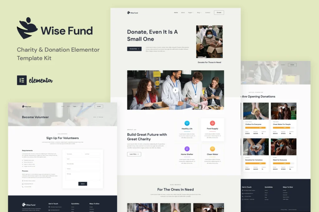 Wise Fund Charity & Donation Elementor Template Kit