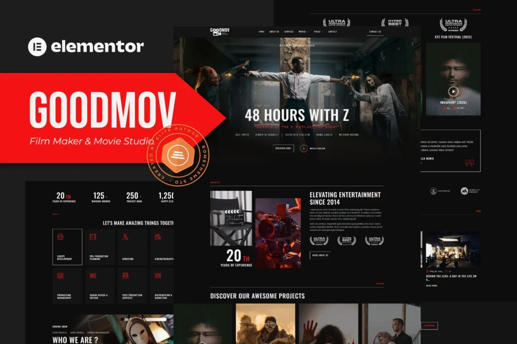Goodmov Film Maker & Movie Studio Elementor Template Kit