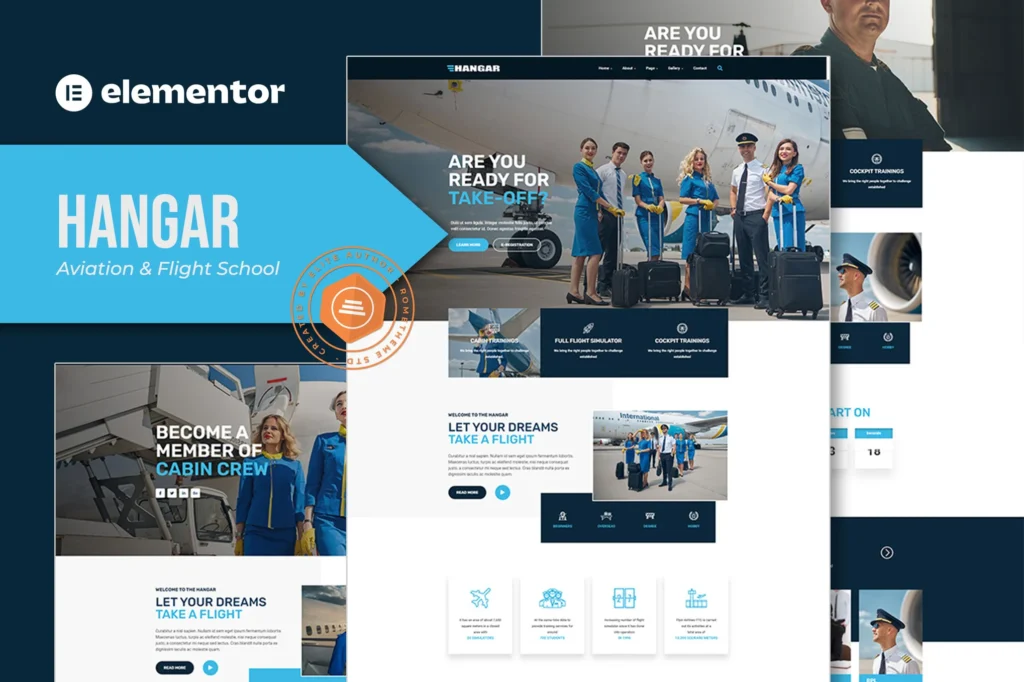 Hangar Aviation & Flight School Elementor Template Kit