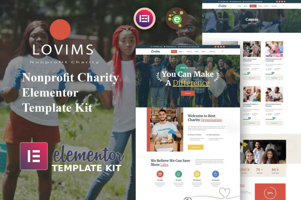 Lovims Charity NonProfit Elementor Template Kit