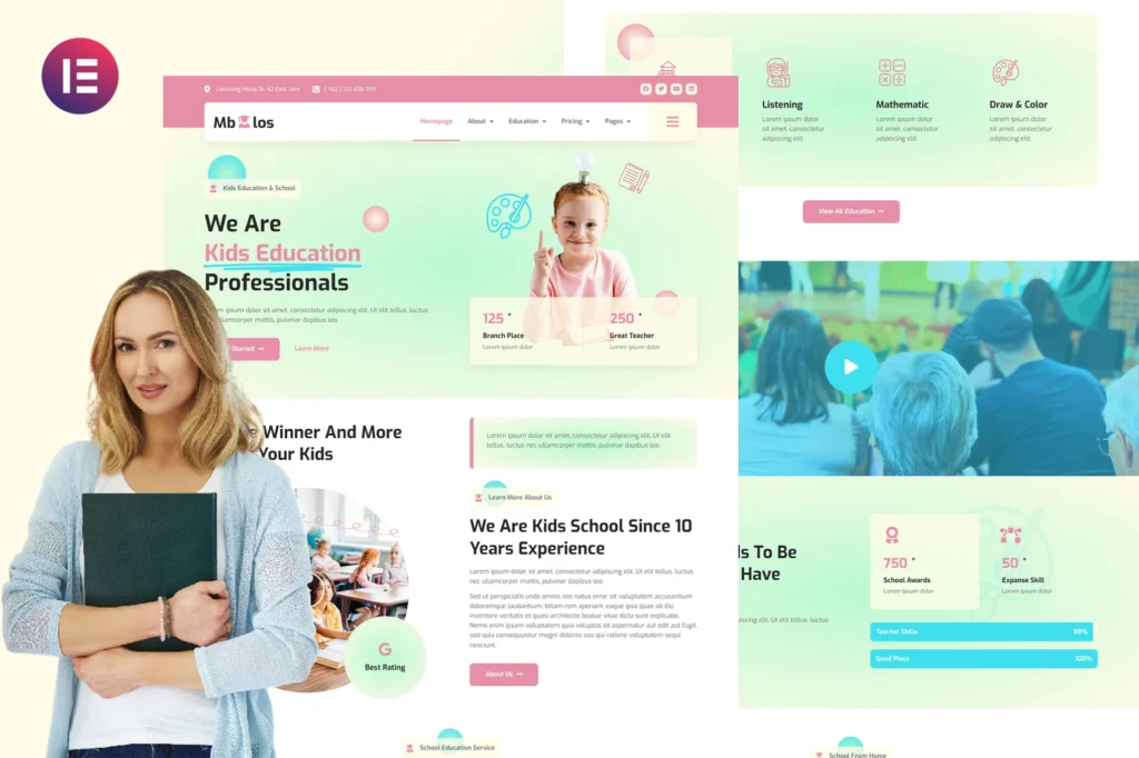 Mbolos Kids School Profile & Promotion Elementor Template Kit