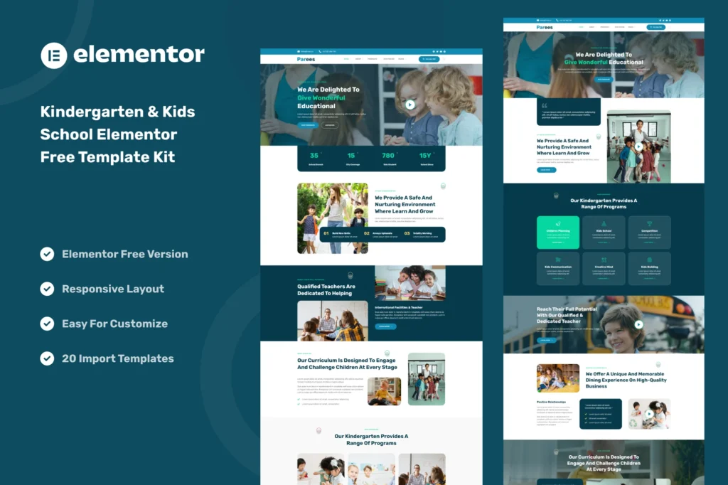 Parees Kindergarten & Kids School Elementor Template Kit