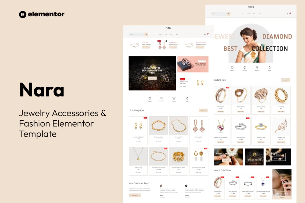 Nara Jewelry Accessories Store Template Kit