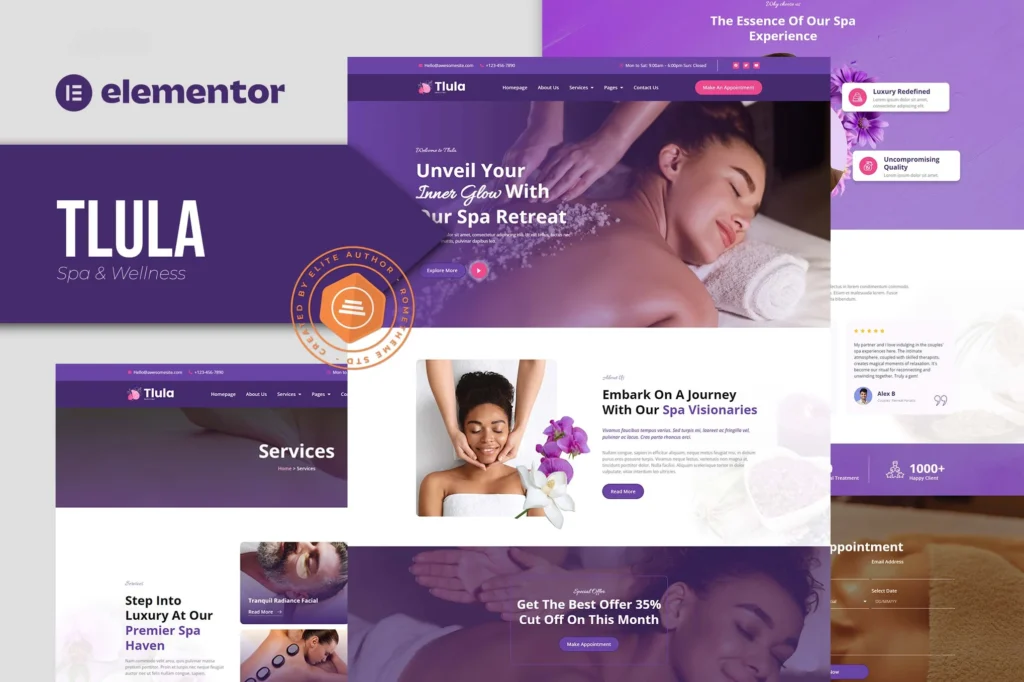 Tlula Spa & Wellness Elementor Pro Template Kit