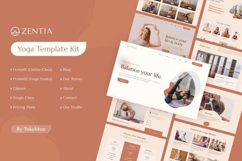 Zentia Yoga Teacher & Studio Elementor Template Kit