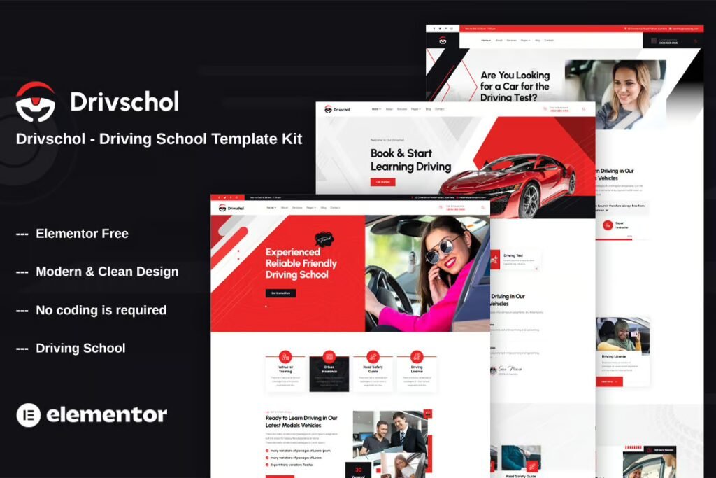 Drivschol Driving School Elementor Template Kit