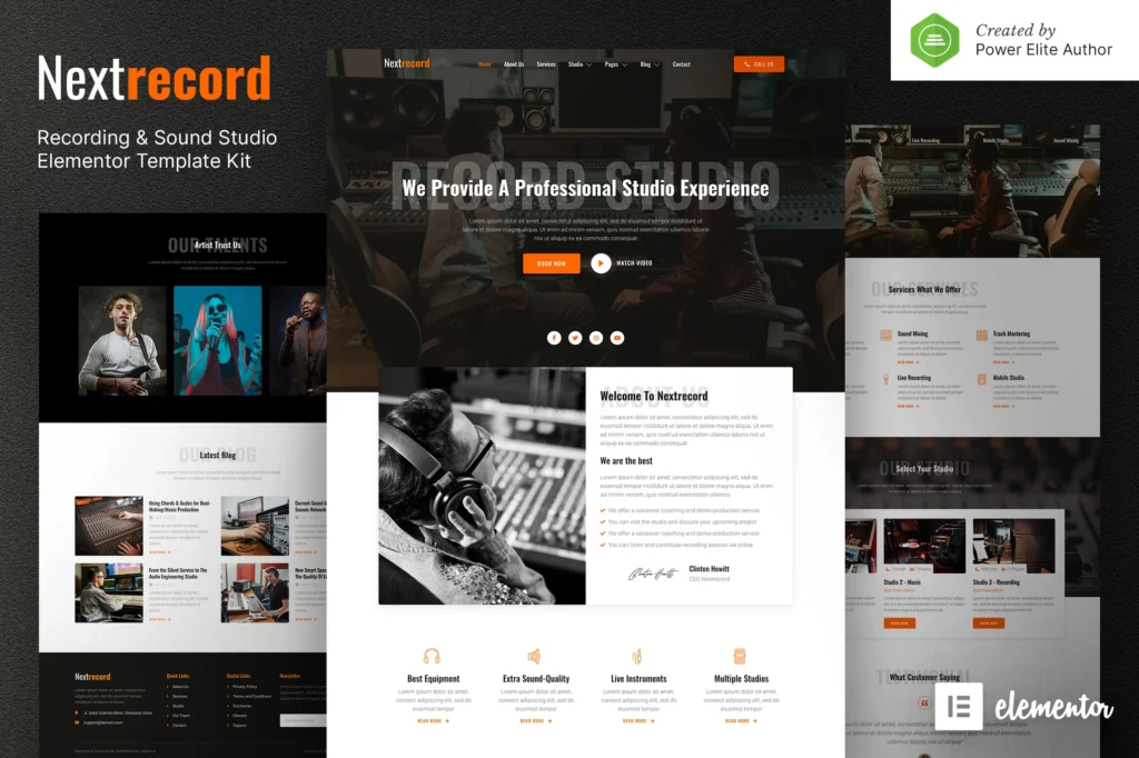 Nextrecord Recording & Sound Studio Elementor Template Kit