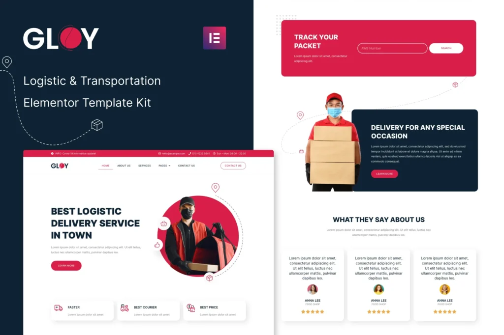 Gloy Logistic & Transportation Delivery Elementor Template Kit