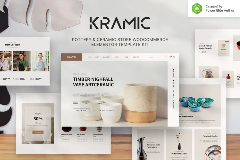 Kramic Pottery & Ceramic Store WooCommerce Elementor Template Kit