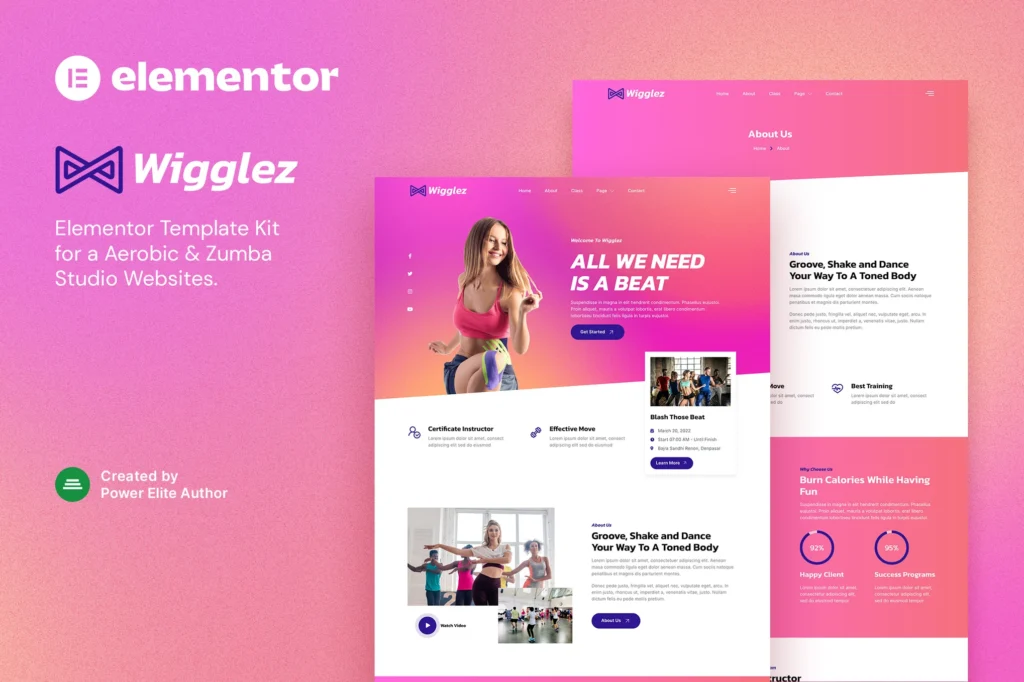 Wigglez Aerobic & Zumba Studio Elementor Template Kit