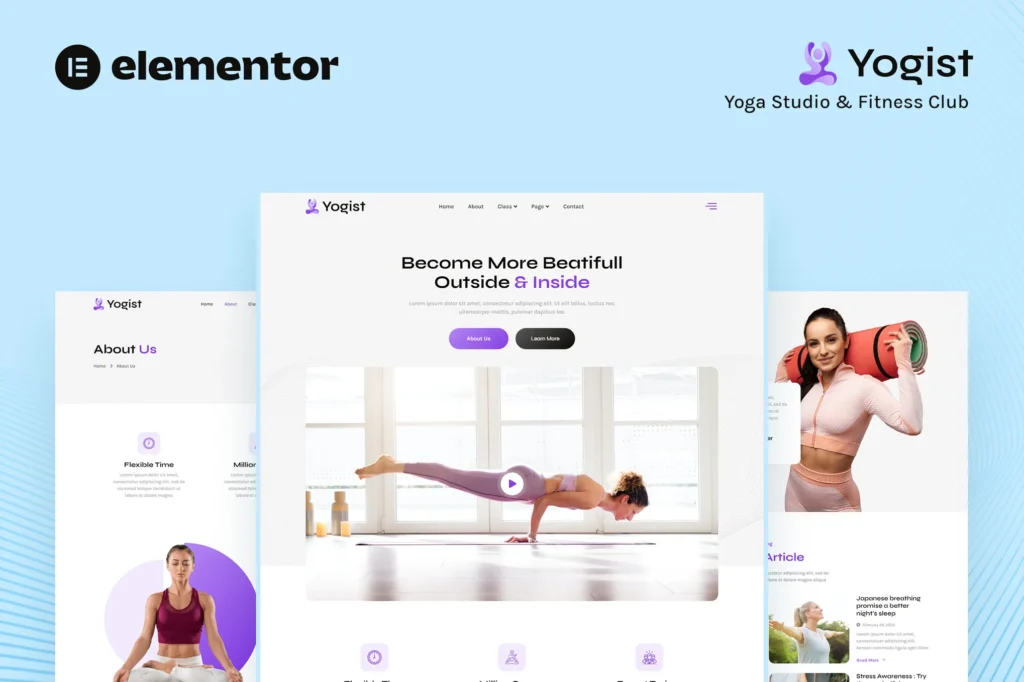 Yogist Yoga Studio & Fitness Club Elementor Template Kit