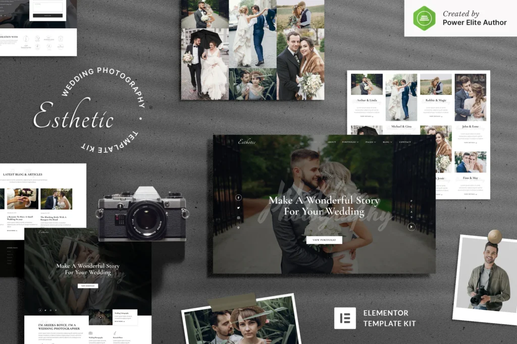 Esthetic Wedding Photography Elementor Template Kit