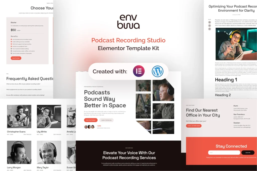 Envbwa Podcast Recording Studio Elementor Pro Template Kit