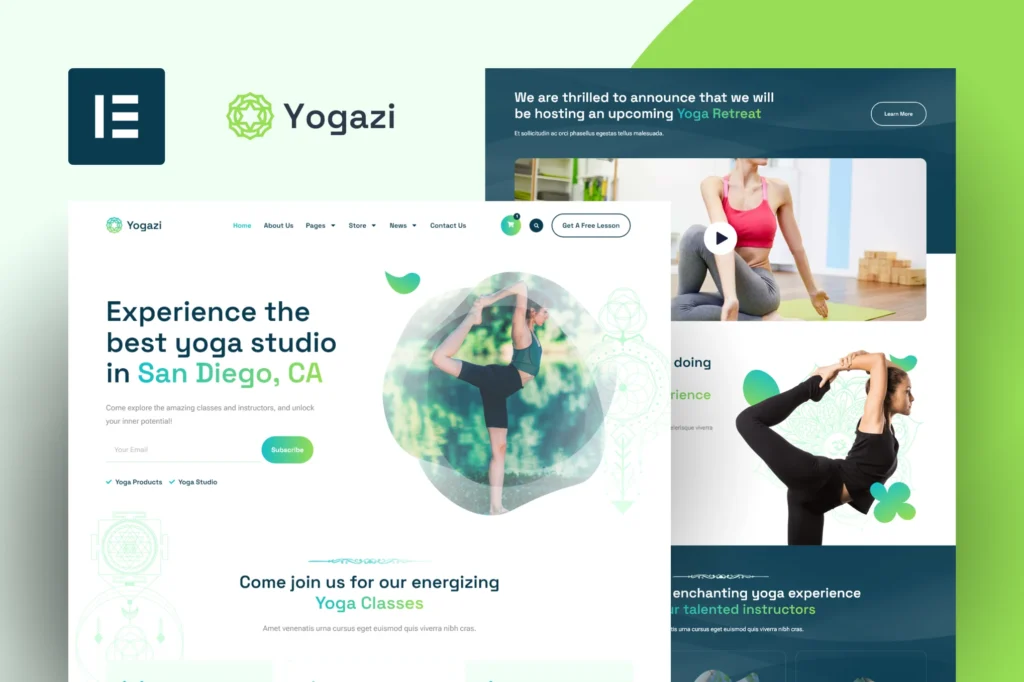 Yogazi Yoga Studio Elementor Pro Template Kit