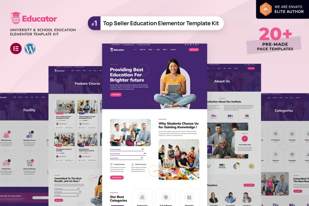 Educator University & School Education Elementor Template Kit
