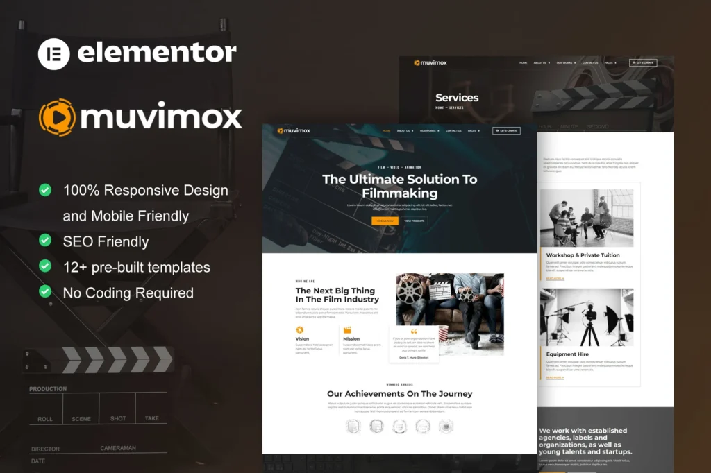 Muvimox Film Maker & Movie Studio Elementor Template Kit