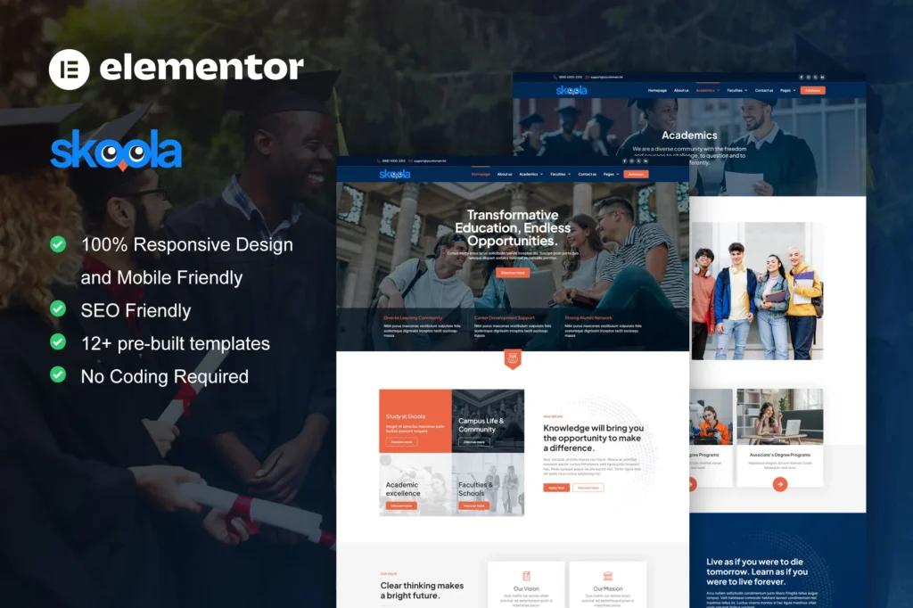 Skoola University & School Elementor Pro Template Kit