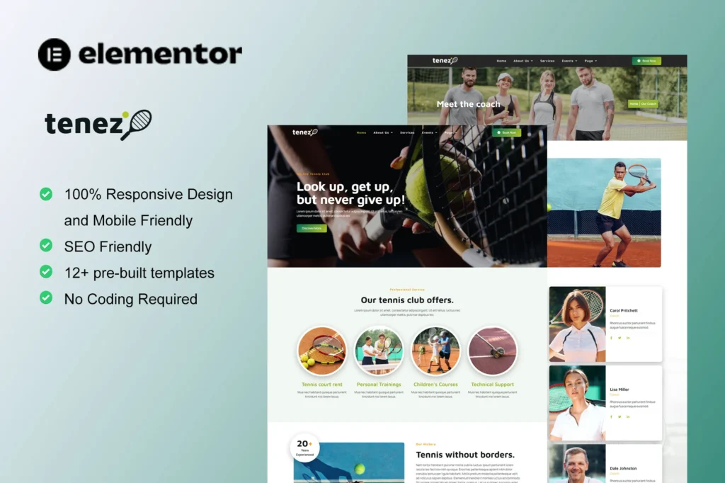 Tenez Tennis School & Club Elementor Template Kit