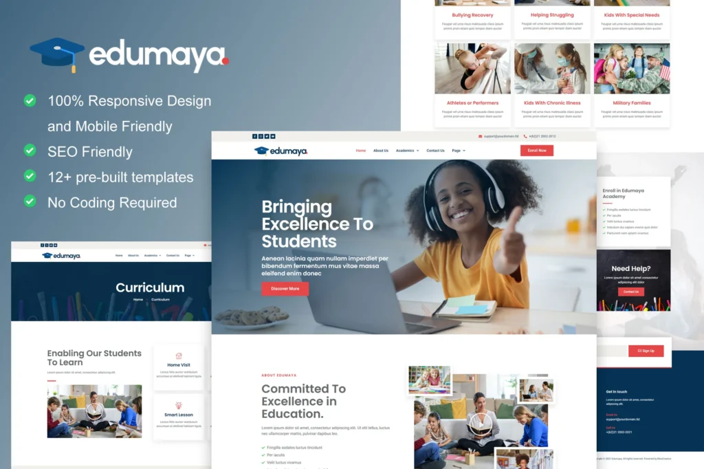 Edumaya Homeschool Elementor Template Kit