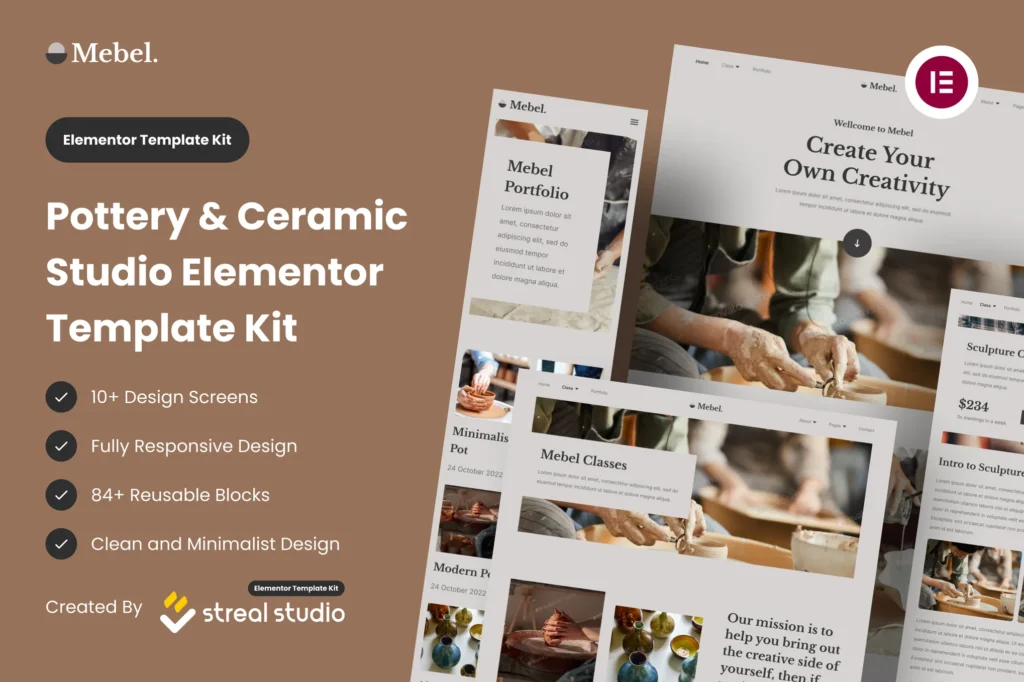 Mebel Pottery & Ceramic Studio Elementor Template Kit