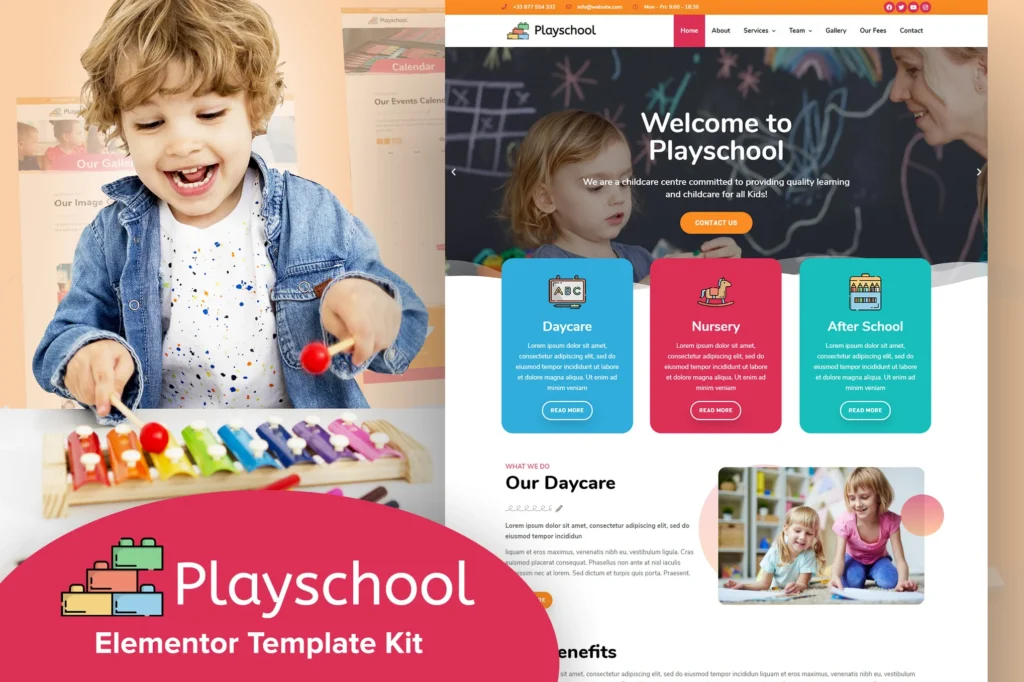 Playschool – Childcare & School Elementor Template Kit