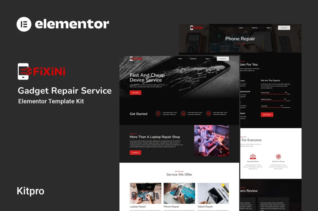 Fixini Gadget Repair Service Elementor Template Kit