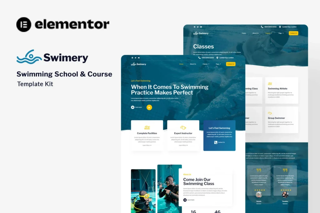 Swimery Swimming School & Course Elementor Template Kit