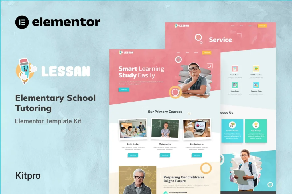 Lessan Elementary School Tutoring Elementor Template Kit