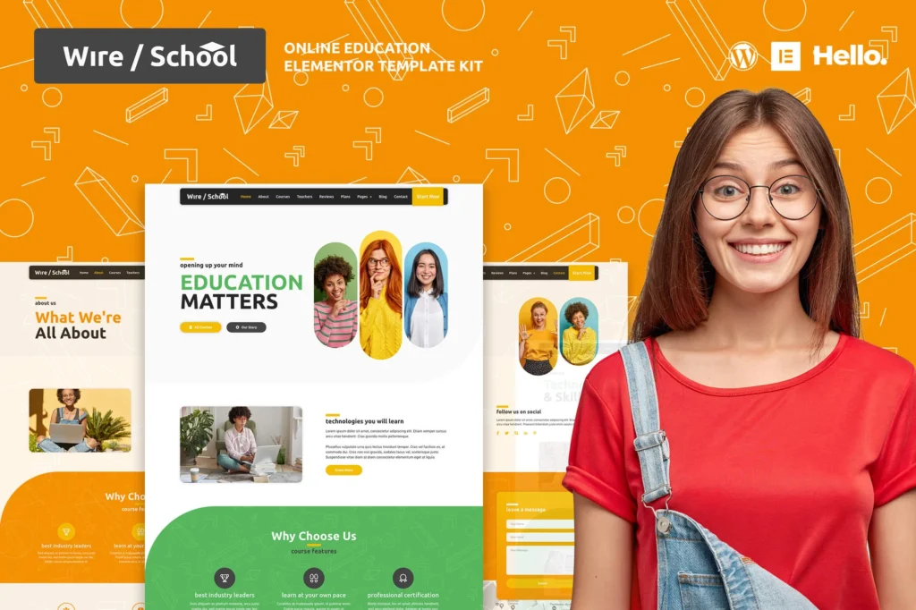 Wire School Online Education Elementor Template Kit