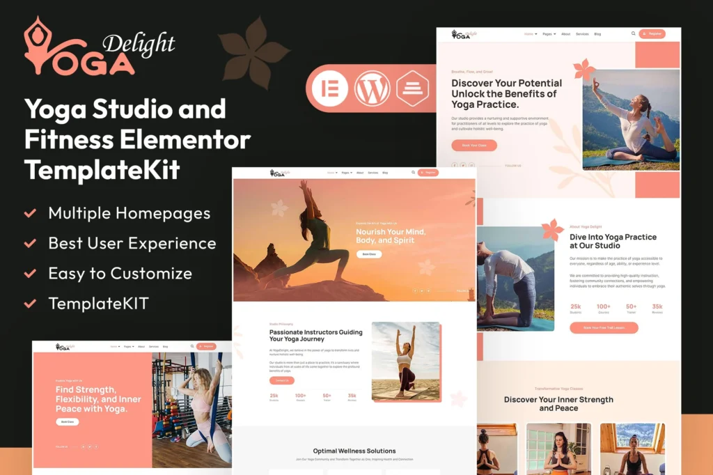 Yoga Delight Yoga Studio & Fitness Elementor Template Kit