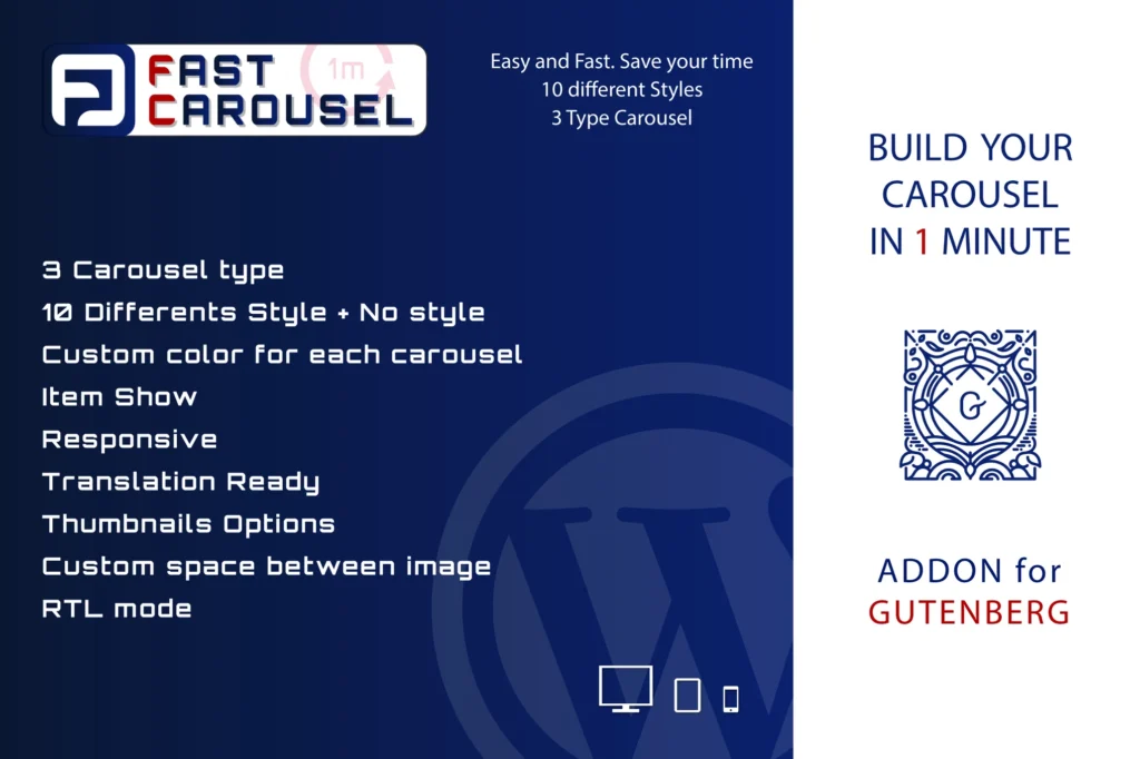 Fast Carousel for Gutenberg WordPress Plugin