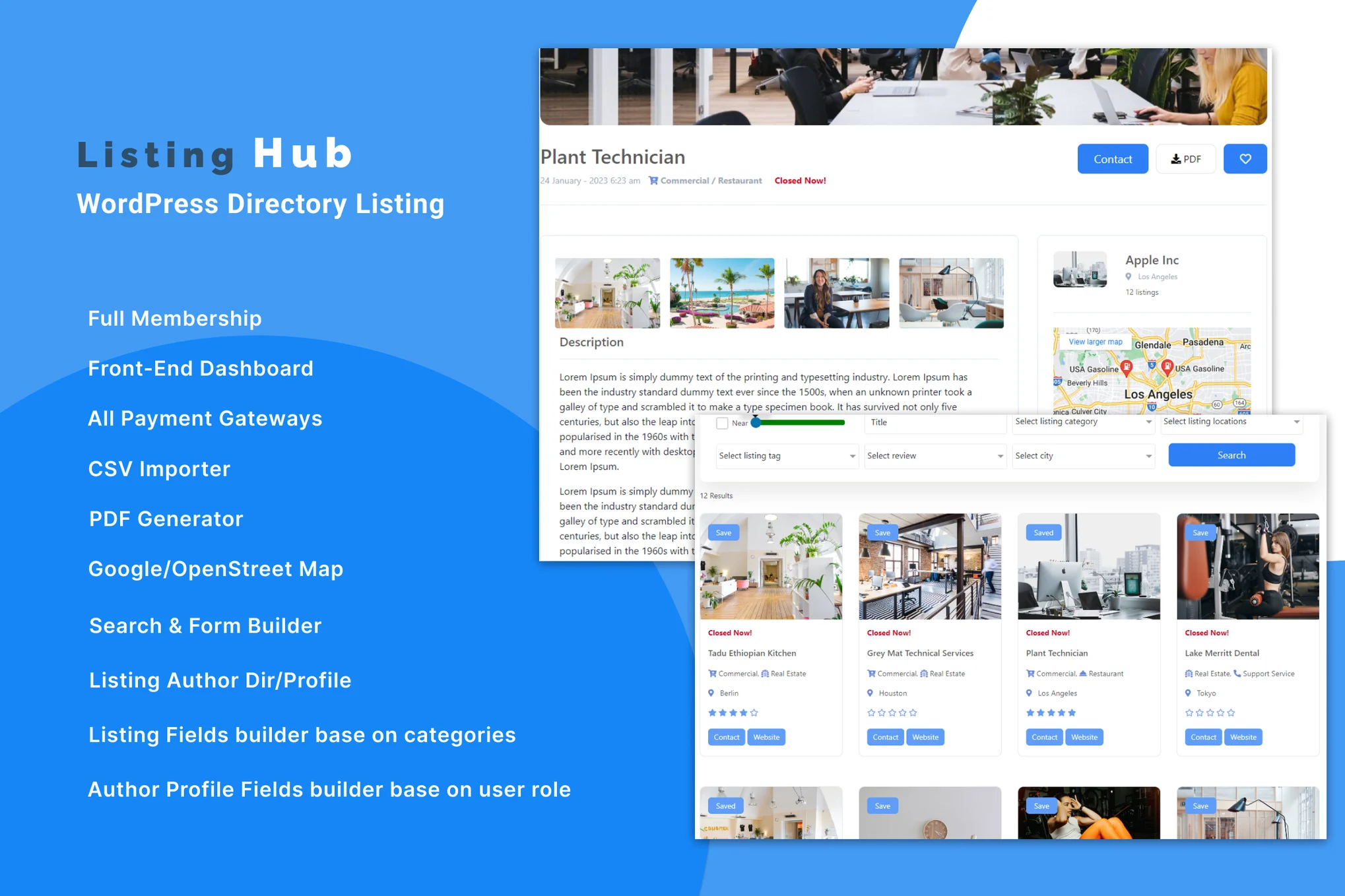ListingHub WordPress Business Directory Listing