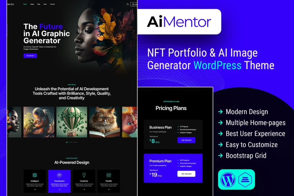 AI Mentor AI Image Generator WordPress Theme