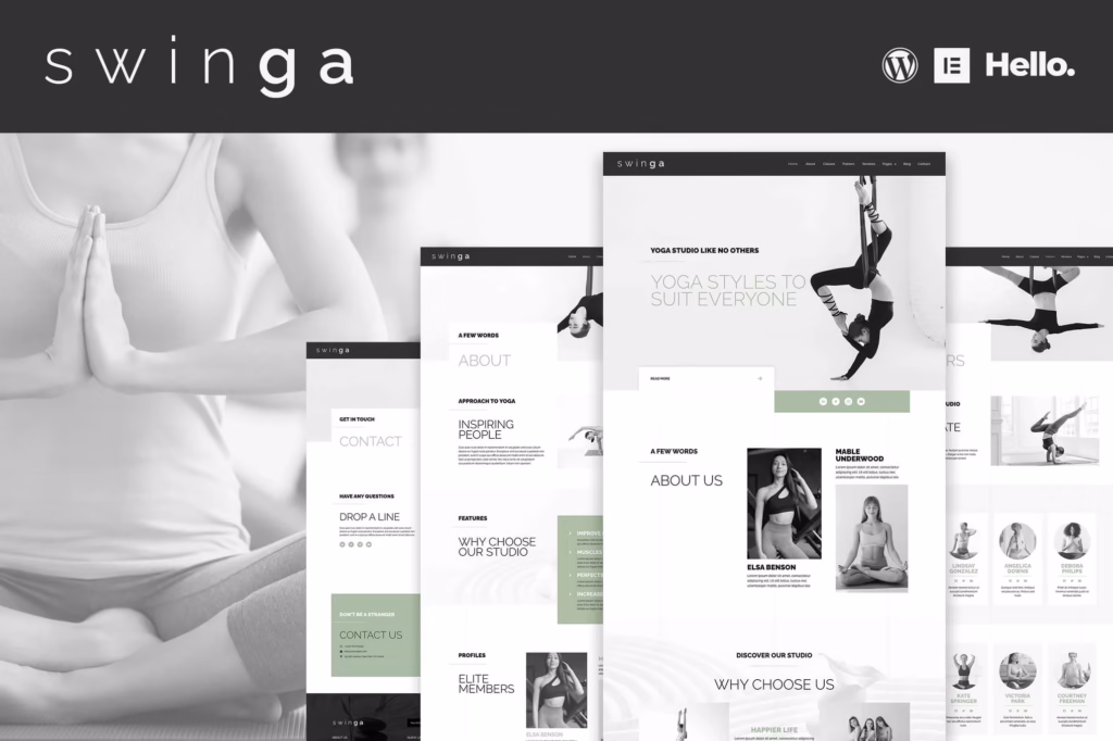 Swinga Yoga Health Coach Fitness Studio Elementor Template Kit